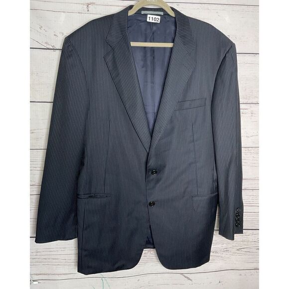 Hickey Freeman Loro Piana Tasmanian Super 130's Wool Blazer Jacket Coat 44R Gray - Picture 1 of 14